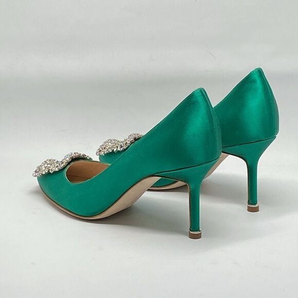 Manolo Blahnik Hangisi 70MM Embellished Satin Pumps size 36 - Picture 10 of 13